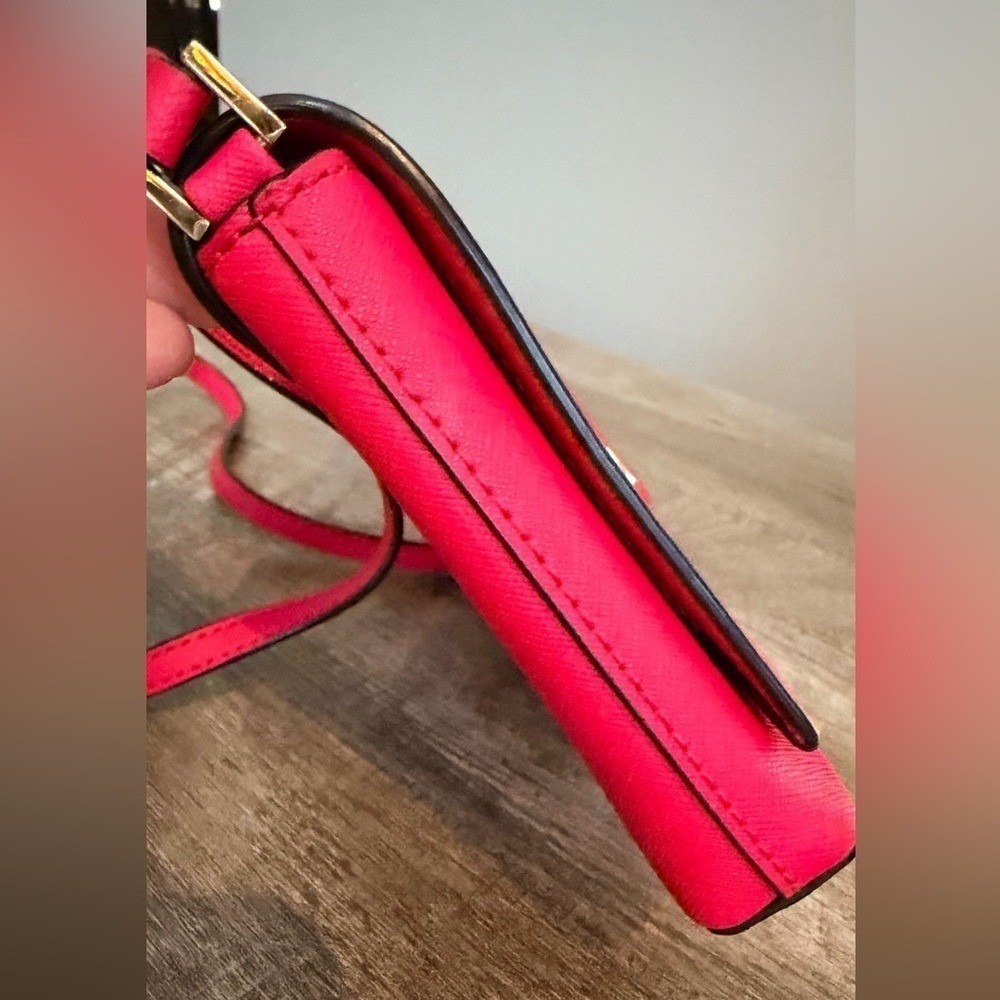 Kate Spade Newbury Lane Pink Leather Crossbody Gold Logo Purse Shoulder Bag - Picture 10 of 11